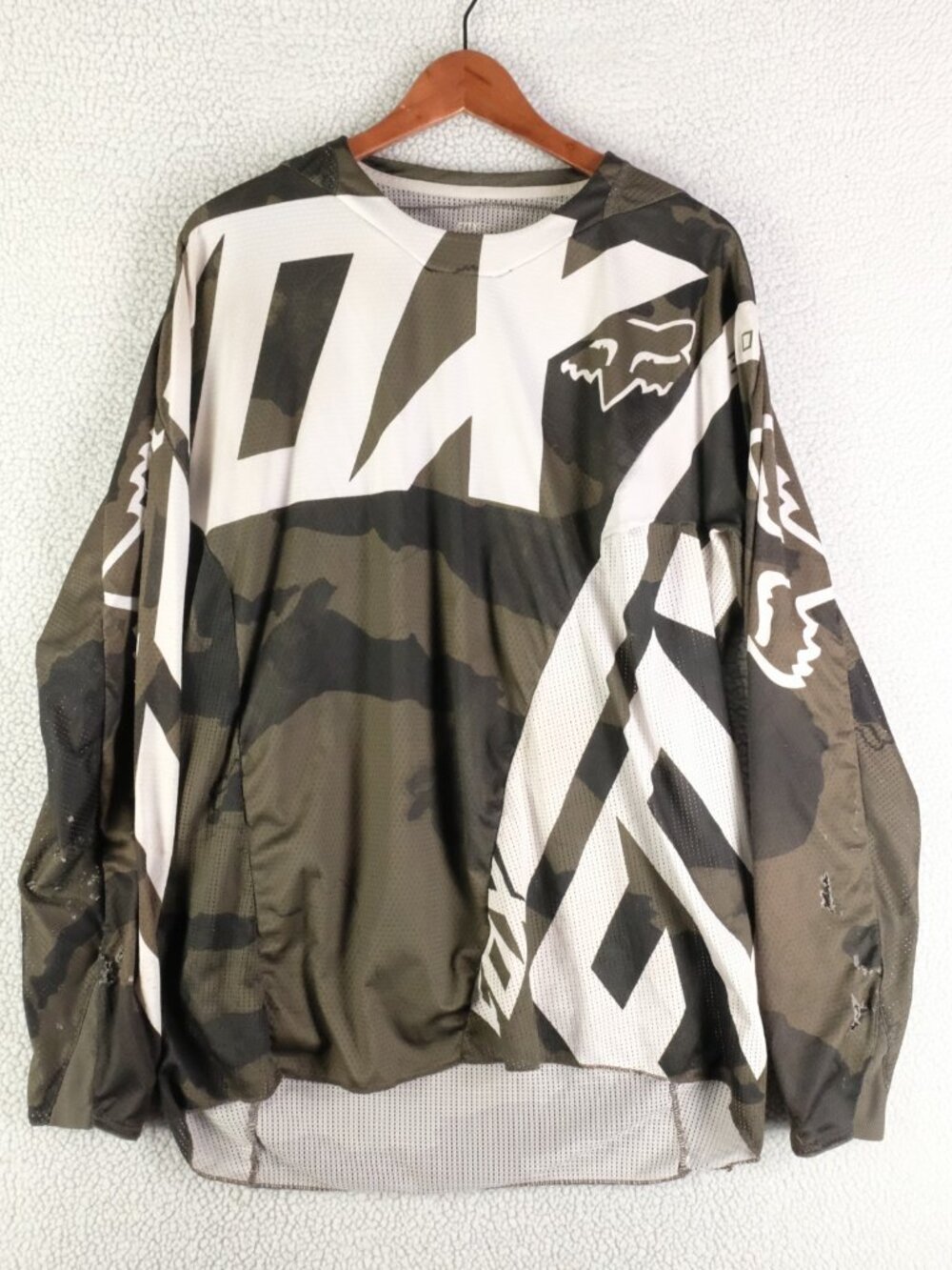 Fox Racing Bmx Jersey Mens Extra Large Green White Camo 360 Spell Out